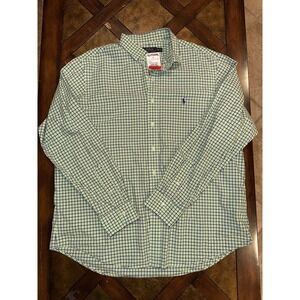 Ralph Lauren Dress Shirt Mens 2XL Blue Gingham Check Long Sleeve NWOT